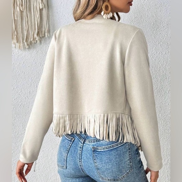 Cream Fringe Jacket - Picture 2 of 8